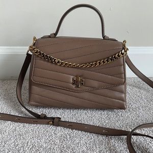 Tory Burch Kira Chevron Top Handle Satchel Taupe